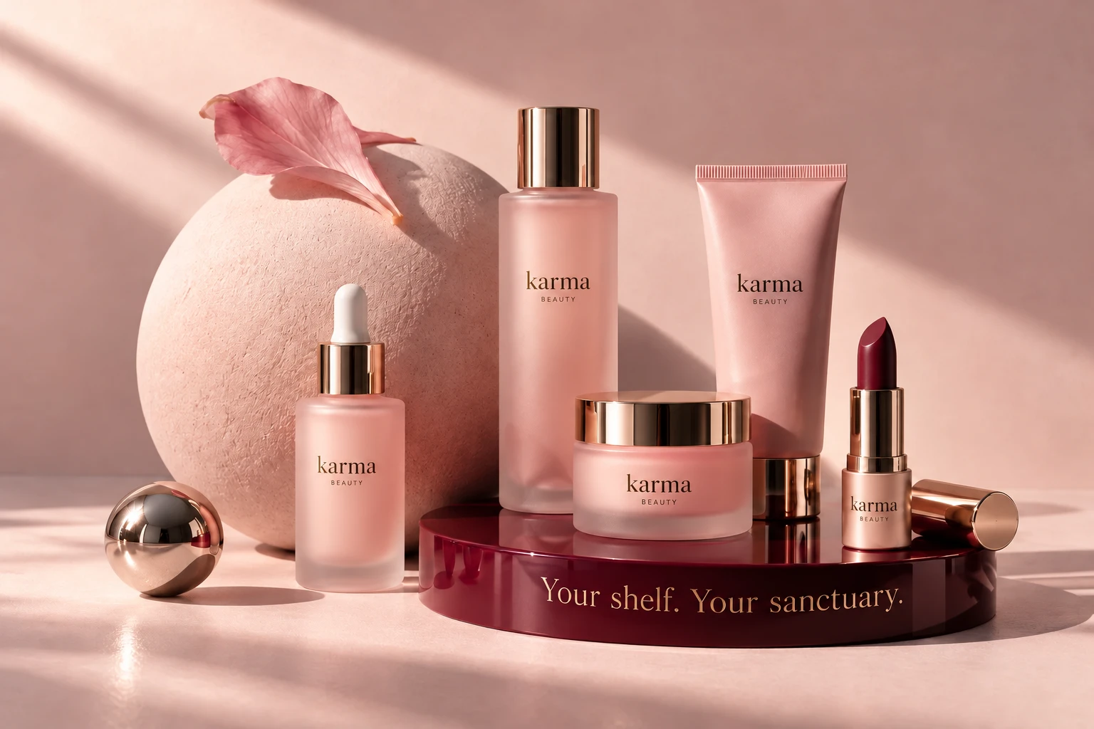 مجموعة العناية من كارما على قاعدة مطبوع عليها: Your shelf. Your sanctuary.